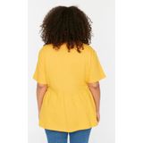 Trendyol - Relaxed Basic Crew Neck Knit T-shirt - Oranje - Plus Size