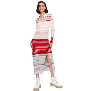 TRENDYOL Trendyol Midi Bodycon Turndown Collar Knitwear Jurk Dames (1 stuk), poeder