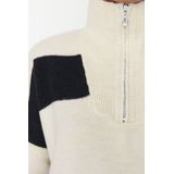 Trendyol - Twoaw22Kz0424 - Gebreide Trui - Beige - Brede Patroon - Zachte Textuur