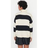 Trendyol - Twoaw22Kz0424 - Gebreide Trui - Beige - Brede Patroon - Zachte Textuur