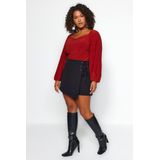 Trendyol Zwarte Geweven Korte Rok Met Stropdas Tbbss22Ap00001