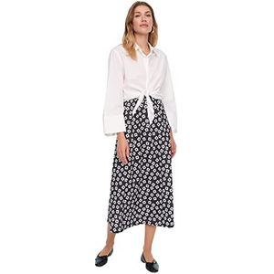 Trendyol Dames Basic Maxi A-lijn Regular Knit Bescheiden Rokken, Zwart-wit-multicolor, XL