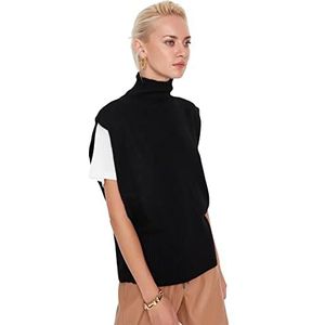 TRENDYOL Dames rode kraag gebreide trui, zwart, S, zwart, S