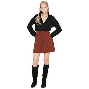 TRENDYOL Mini A-Line Skater Tricoté Jupe Skirt Femme, Braun, XS