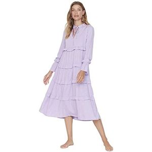 Trendyol Vrouwen Beachwear Midi Smock Jurk Regelmatige Geweven Jurken, Lila, 34