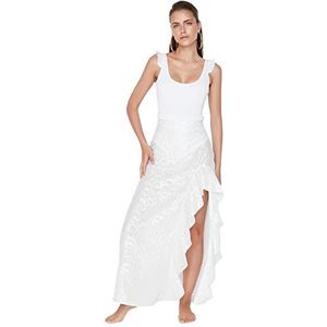 Trendyol Maxi A-lijn voor dames, geweven rok met normale pasvorm, Ecru, 60