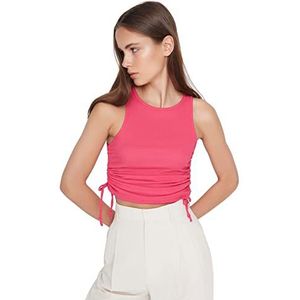 Trendyol Dames Loungewear Getailleerde Basic Halter Neck Gebreide Blouse, Fuchsia, S