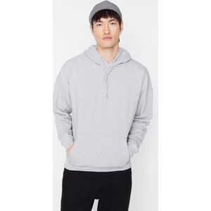 Trendyol - Tmnaw23Sw00195 - Fleece Sweatshirt - Indigo - Oversized/Wide Cut