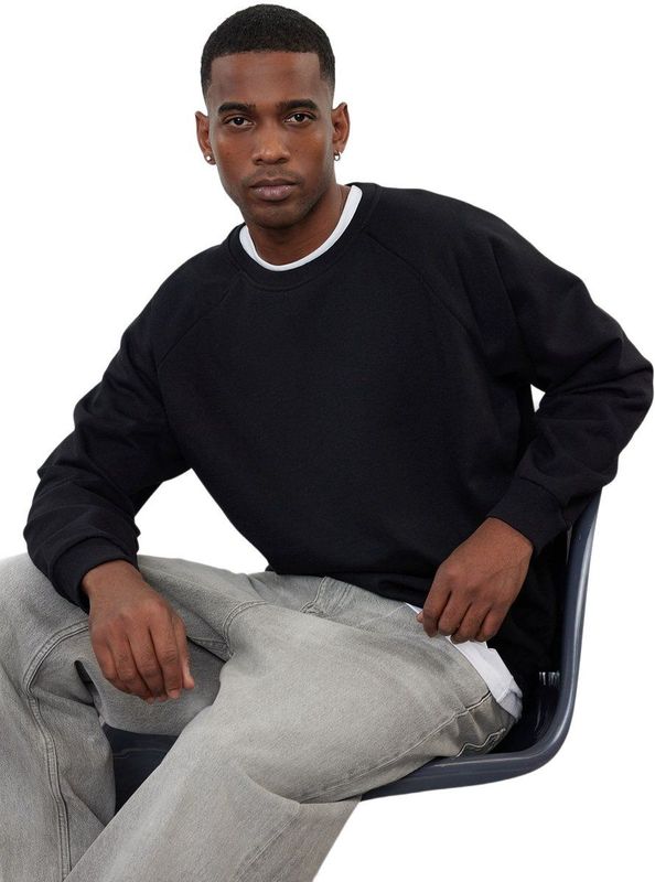 Trendyol TMNAW23SW00190 Volwassenen Mannen Sweatshirt single - Zwart
