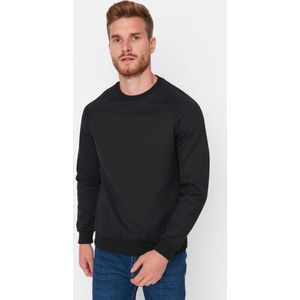 Trendyol Man Basics Regular Basic Sweatshirt met ronde hals, Zwart, L