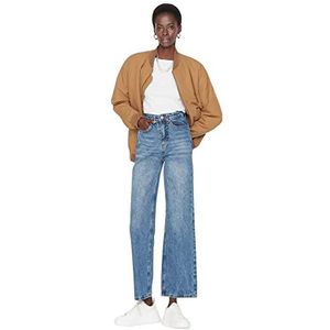 Trendyol Dames 90's Wide Leg Jeans, blauw, 32, Blauw, 58