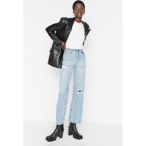 Trendyol Dames 90's Wide Leg Jeans Lichtblauw, 32, Lichtblauw, 58
