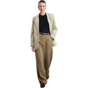 Trendyol Vrouwen Plus Size Hoge Taille Rechte Pijpen Plus Size Jeans, Licht Kaki, 60