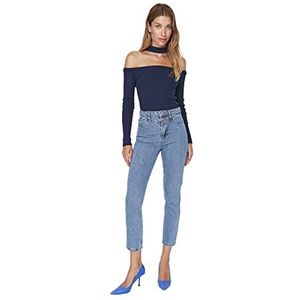 Trendyol Vrouwen Vrouw Mom Jeans, Blauw, 64