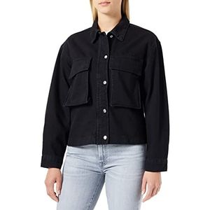 TRENDYOL Basic denim jas voor dames, basic, zwart, XS, zwart, één maat, zwart.