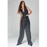 Trendyol - Hoge Taille Wijde Pijpen Broek - Antraciet