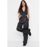 Trendyol - Hoge Taille Wijde Pijpen Broek - Antraciet