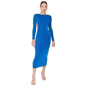 TRENDYOL Trendyol Cocktailjurk voor dames, lange mouwen, recht, Navy Blauw