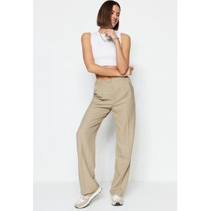 Trendyol Zwart*001 Limited Edition Rechte/Rechte Geplooide Geweven Stoffen Broek Tweeaw23Pl00401