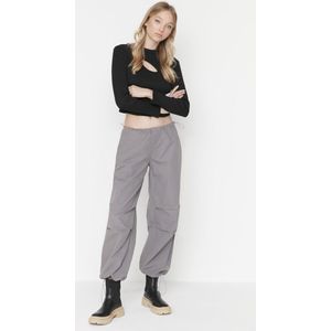 Trendyol Vrouwen Normale Taille Wijde Been Jogger Jeans, Grijs,32, Grijs, 58