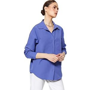 Trendyol Plum Boyfriend Katoenen Geweven Overhemd Met Wijde Pasvorm En Enkele Zak Twoaw20Go0115