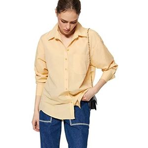 Trendyol Dames Oversize Basic Kraag Geweven Shirt, Beige, 36