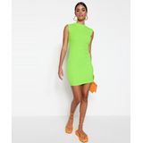 Trendyol - Mini-Geribbelde Kokerjurk - Rood - Met Ronde Hals