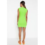 Trendyol - Mini-Geribbelde Kokerjurk - Rood - Met Ronde Hals