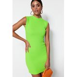 Trendyol - Mini-Geribbelde Kokerjurk - Rood - Met Ronde Hals