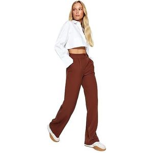 Trendyol Vrouwen Normaal Hoge taille Breed been Bruine broek met wijde pijpen TWOAW22PL0139