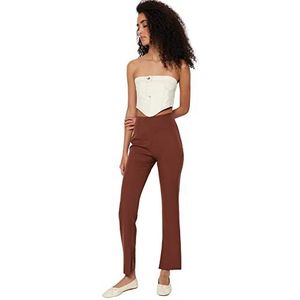 Trendyol Vrouwen hoge taille rechte been sigaret broek broek, Bruin, 36