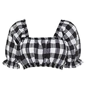 Trendyol Dames Vrouw Beachwear Regular Fit Basic Vierkante Kraag Geweven Blouse, Zwart/Wit, 38