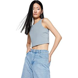 Trendyol Vrouw Slim fit Basic Crew Neck Knit Singlet, Grijs, XS, Grijs, XS
