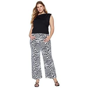 Trendyol Vrouwen Vrouw Hoge Taille Brede Pijpen Plus Size Jeans Broek, Zwart, 42 grote maten