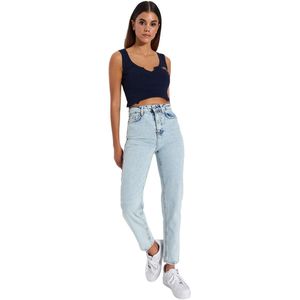 Trendyol - Light Blue Mom Jeans - Effen - 100% Katoen