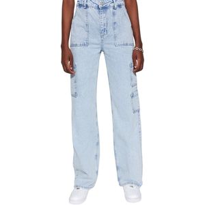 Trendyol - Wijde Pijpen Jeans - Lichtblauw - 100% Katoen