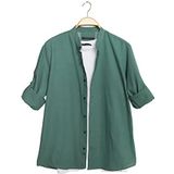 Trendyol Heren rechte lange mouwen slank overhemd, dark green, M