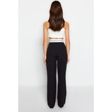 Trendyol Normale taille Breed been Zwarte geweven broek met wijde pijpen TWOSS23P150