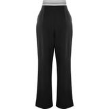 Trendyol Normale taille Breed been Zwarte geweven broek met wijde pijpen TWOSS23P150