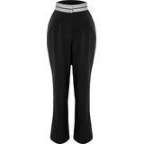 Trendyol Normale taille Breed been Zwarte geweven broek met wijde pijpen TWOSS23P150