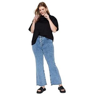 Trendyol Vrouwen Vrouw Hoge Taille Skinny Fit Plus Size Jeans Broek, Blauw, 46 grote maten