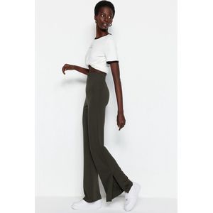 Trendyol Broek met hoge taille voor dames, Khaki (stad)