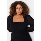 Bandeaujurk - Zwart - 100% Polyester - Getailleerd Design