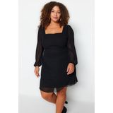 Bandeaujurk - Zwart - 100% Polyester - Getailleerd Design