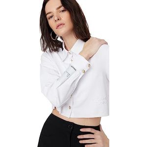 Trendyol Dames flat lange mouw regular shirt, ecru, 34