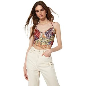 Trendyol Dames Slim fit Basic Sweetheart geweven blouse, blauw, 36, Blauw, 62