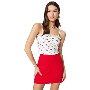 Trendyol Vrouw getailleerde basic vierkante kraag gebreide blouse, wit, XS, Wit, XS