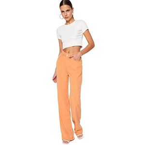 Trendyol Vrouwen Zorg Hoge Taille Wijde Been Wijde Been Jeans, Licht Oranje,34, Lichtoranje, 60