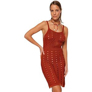 TRENDYOL Dames nauwsluitende gebreide jurk, tegel, small, Tegels., S