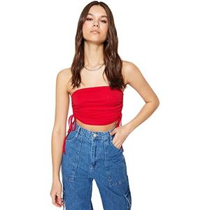 Trendyol Dames Dames Slim Fit Basic Crew Neck Knit Bustier BH, Rood, S